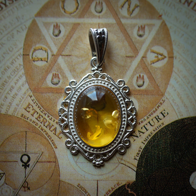 Citrine Amber Pendant (.925 Silver)