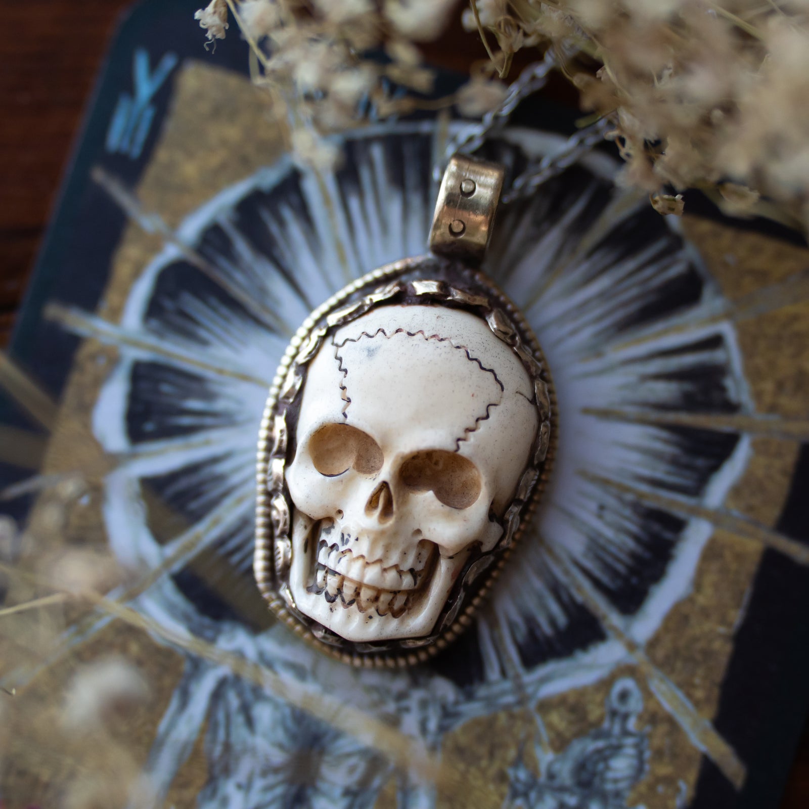 Hand-Carved Skull Pendant (Tibetan Silver)