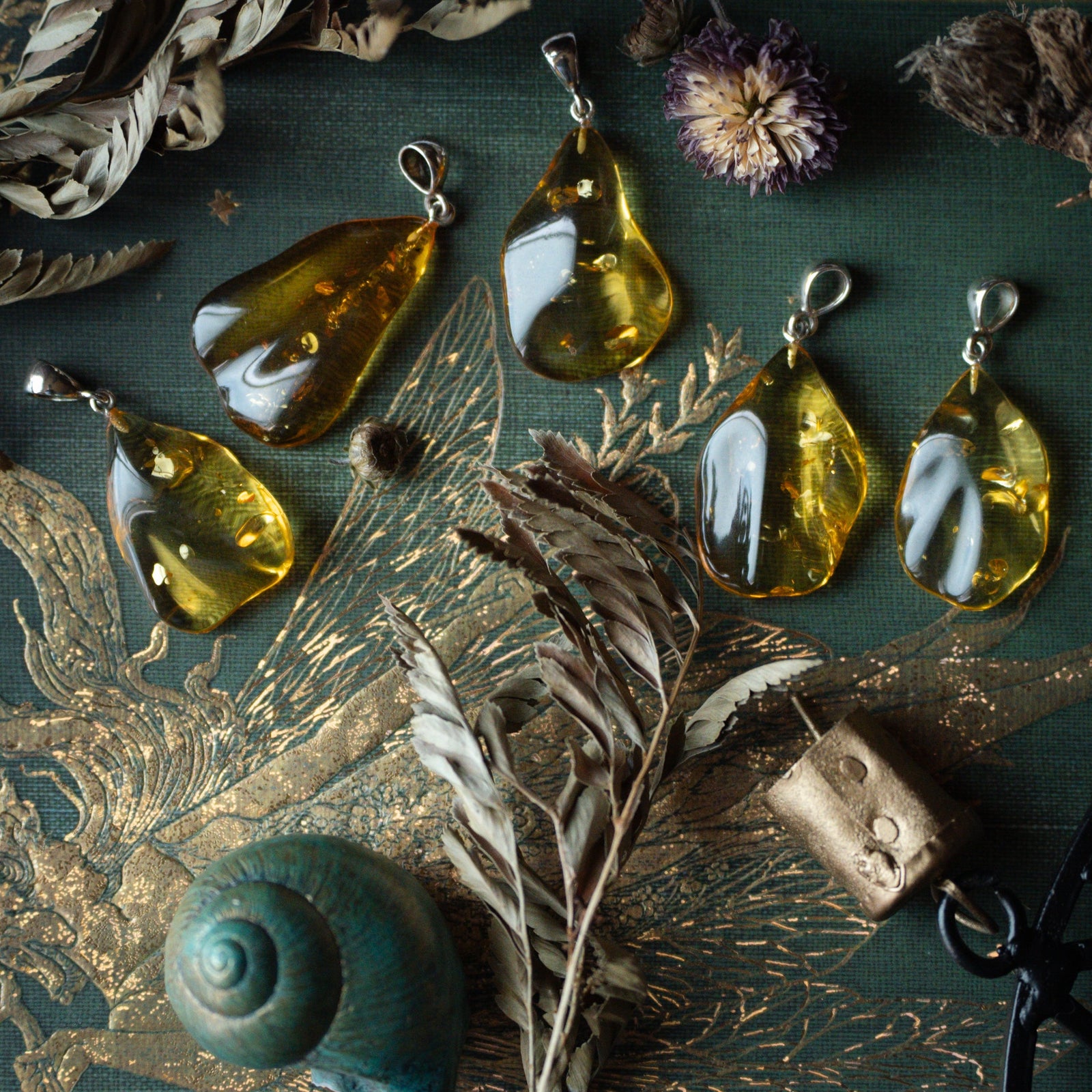 Baltic Amber Wave Drop Pendant (.925)