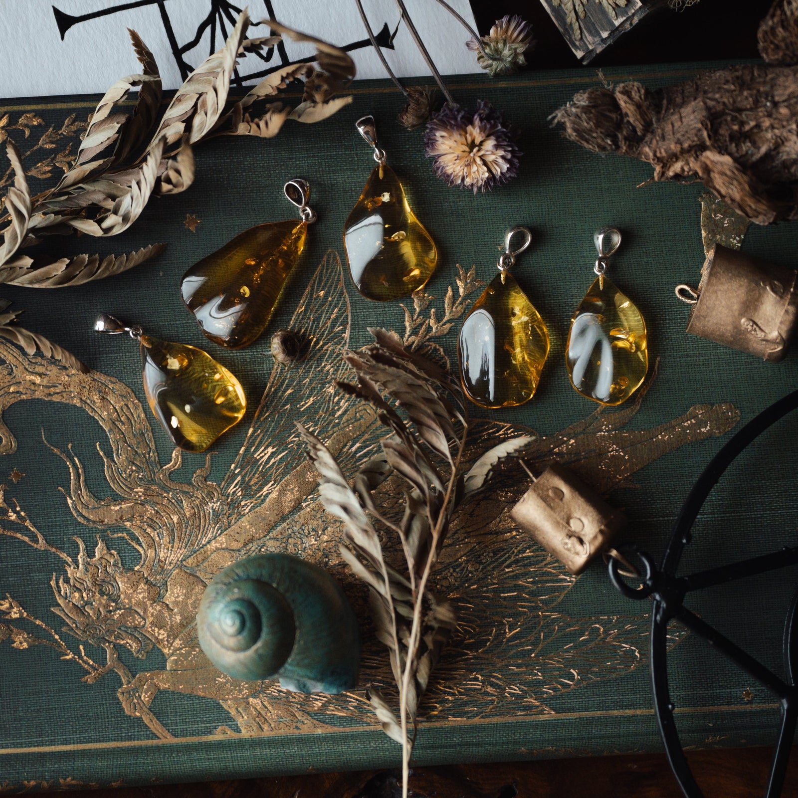 Baltic Amber Wave Drop Pendant (.925)