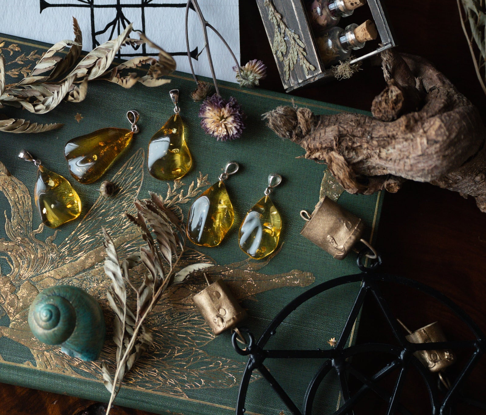 Baltic Amber Wave Drop Pendant (.925)