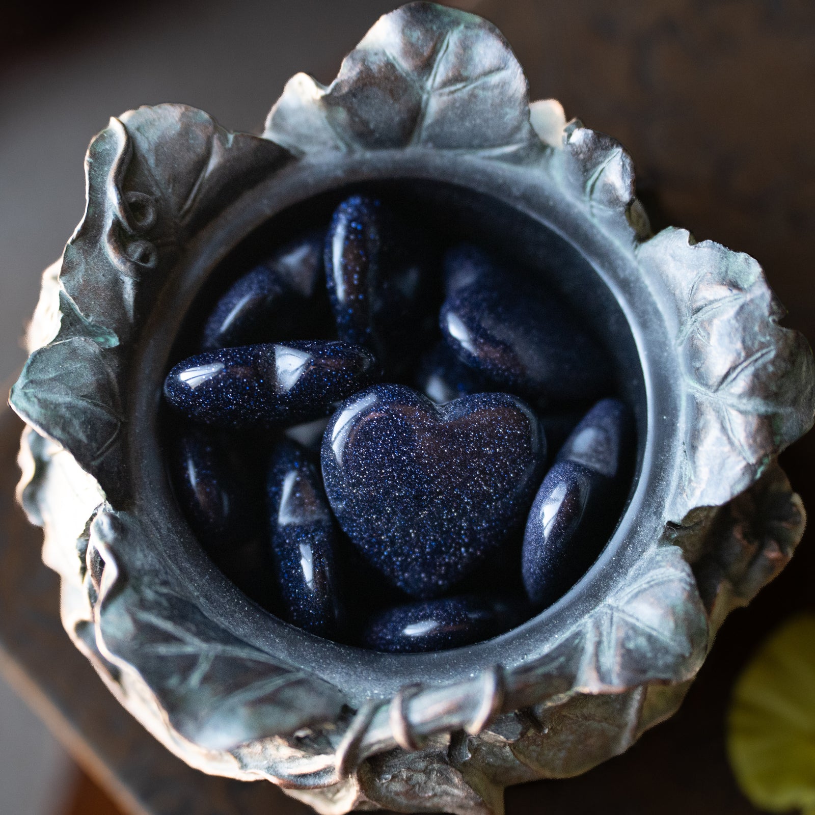 Blue Goldstone Heart