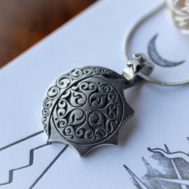 Pewter Sun & Moon Pendant w/ Chain