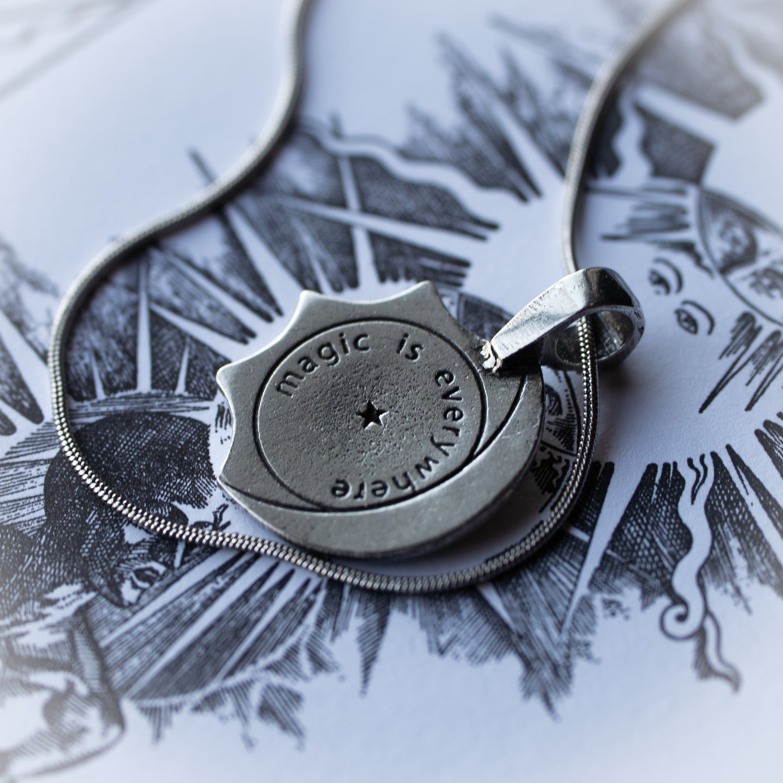 Pewter Sun & Moon Pendant w/ Chain