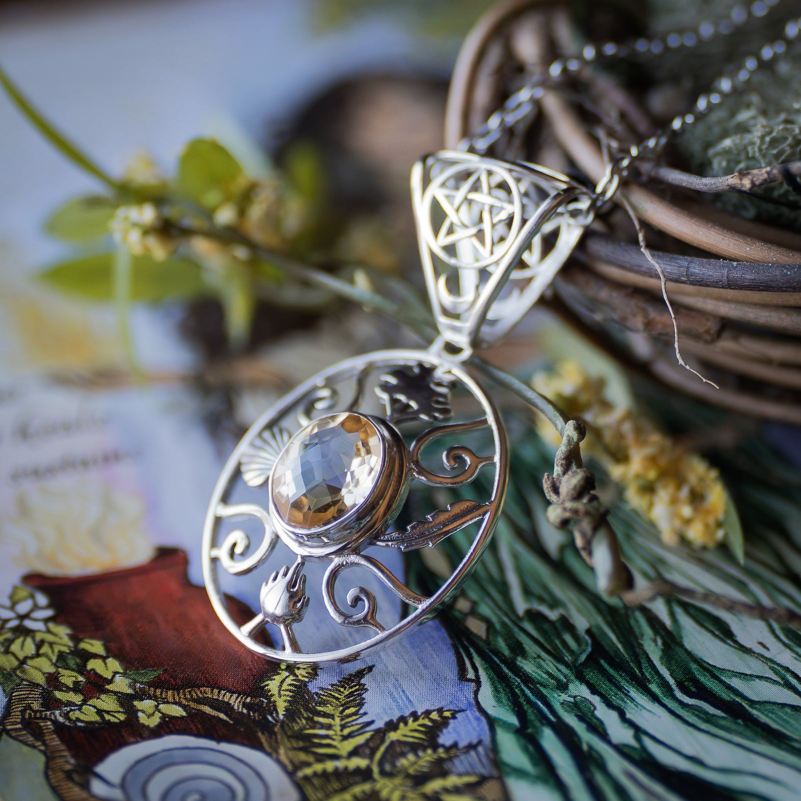 The 4 Elements Pendant (Citrine)(.925 Silver)