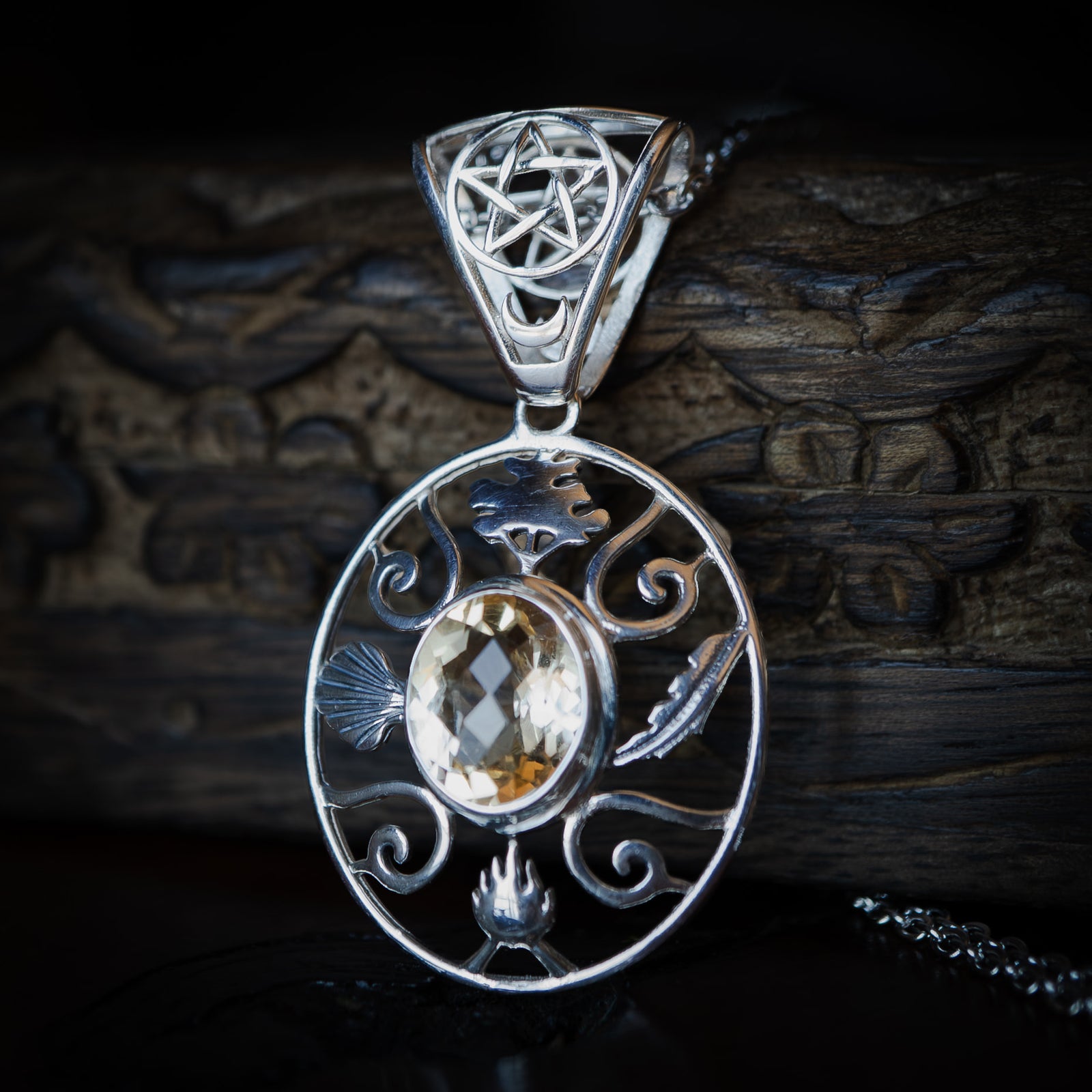 The 4 Elements Pendant (Citrine)(.925 Silver)