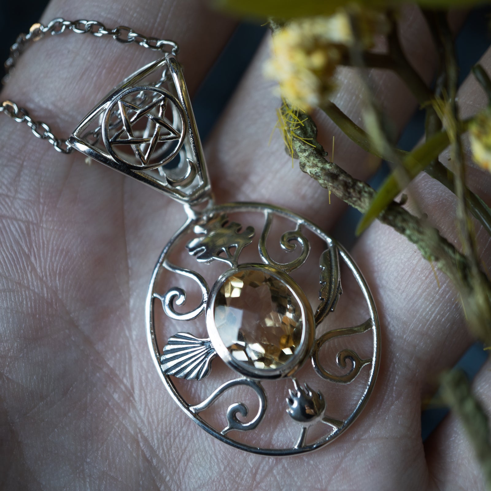 The 4 Elements Pendant (Citrine)(.925 Silver)