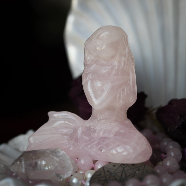 Rose Quartz Carved Mermaid