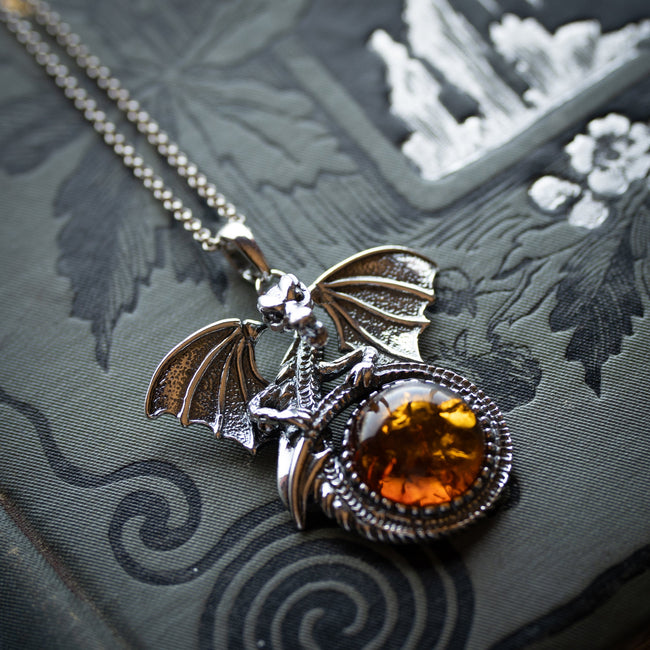Cognac Amber Dragon Pendant