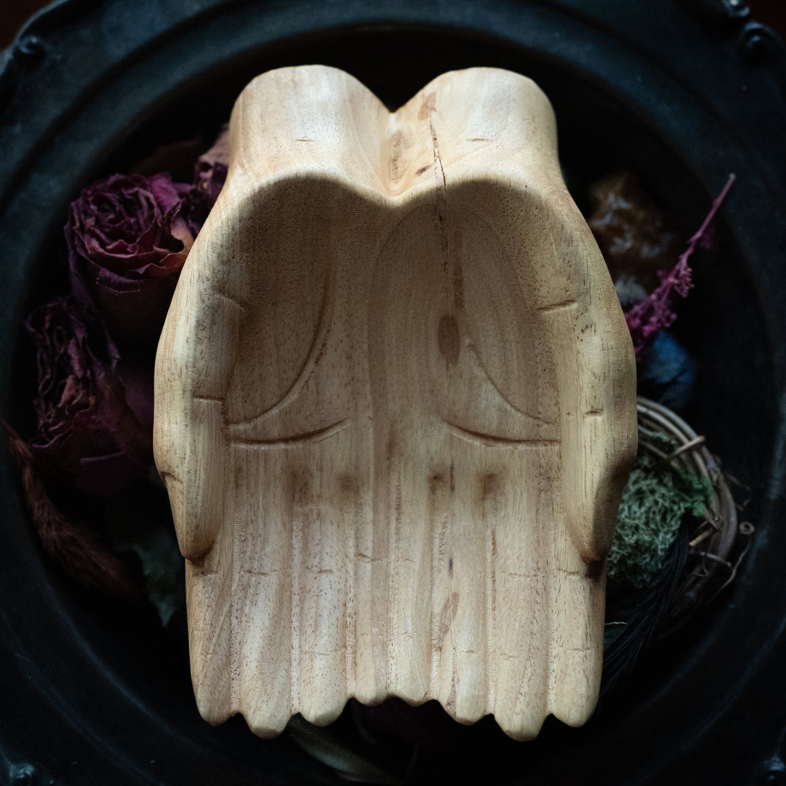 Hand Carved Hands Altar Dish