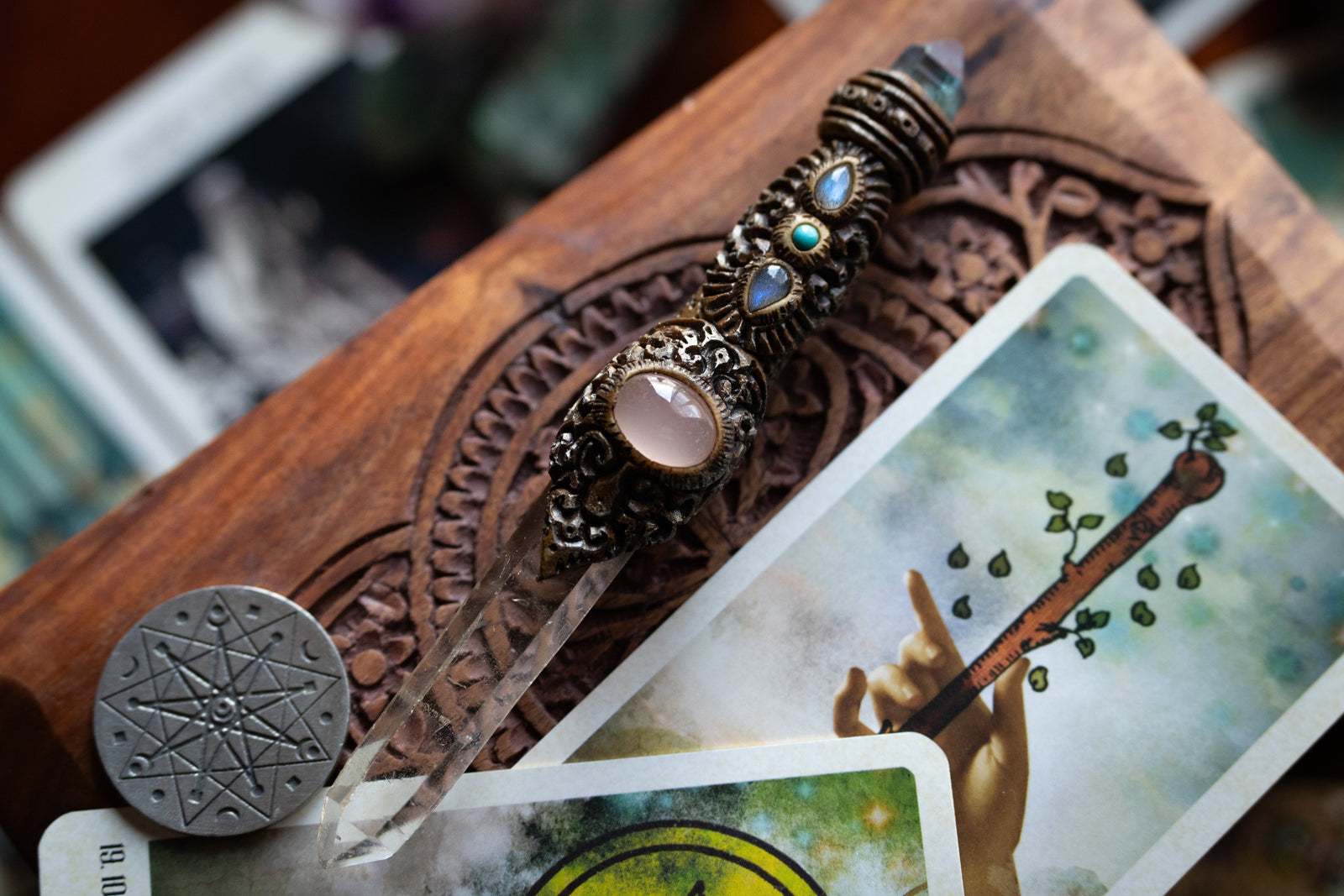 Handcrafted Multi-Stone Ritual Wand – www.thewitchesmoon.com