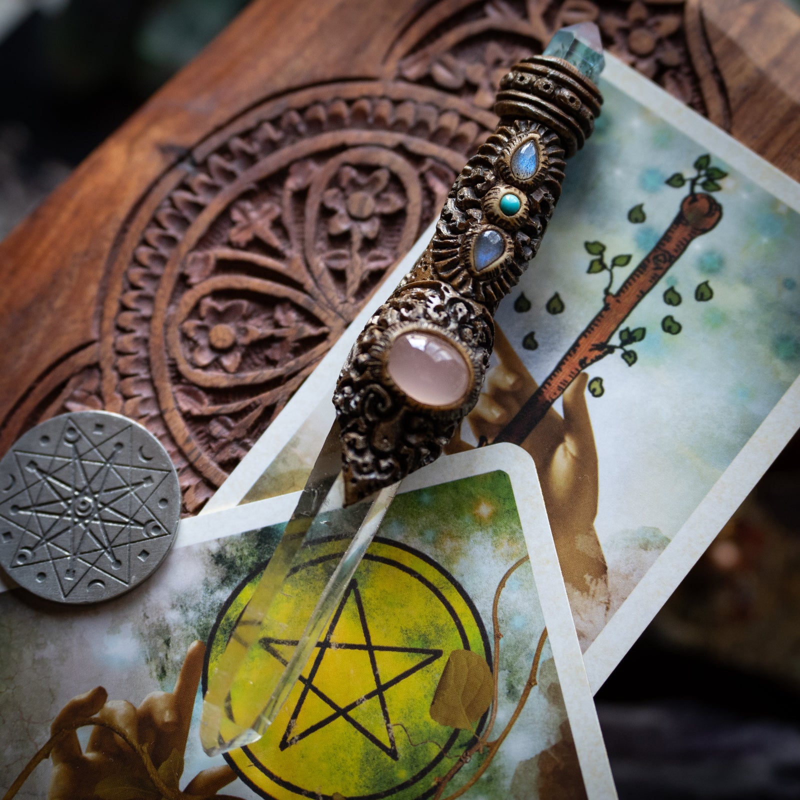 Handcrafted Multi-Stone Ritual Wand – www.thewitchesmoon.com