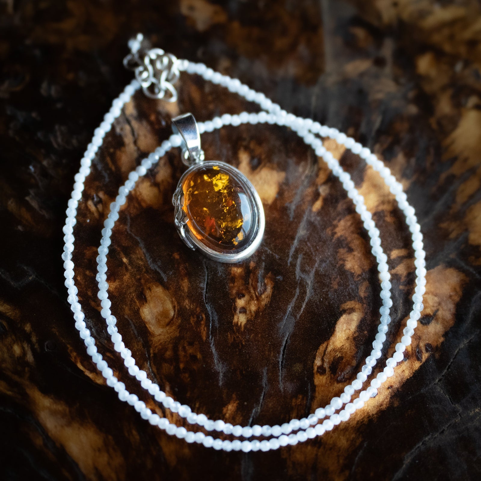 Amber w/ Moonstone Necklace