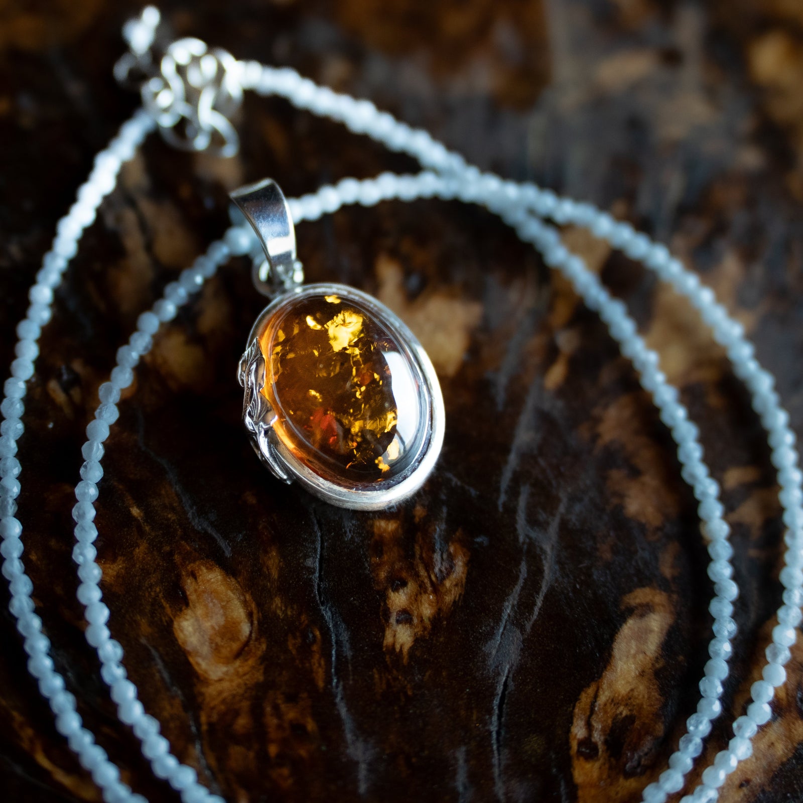 Amber w/ Moonstone Necklace