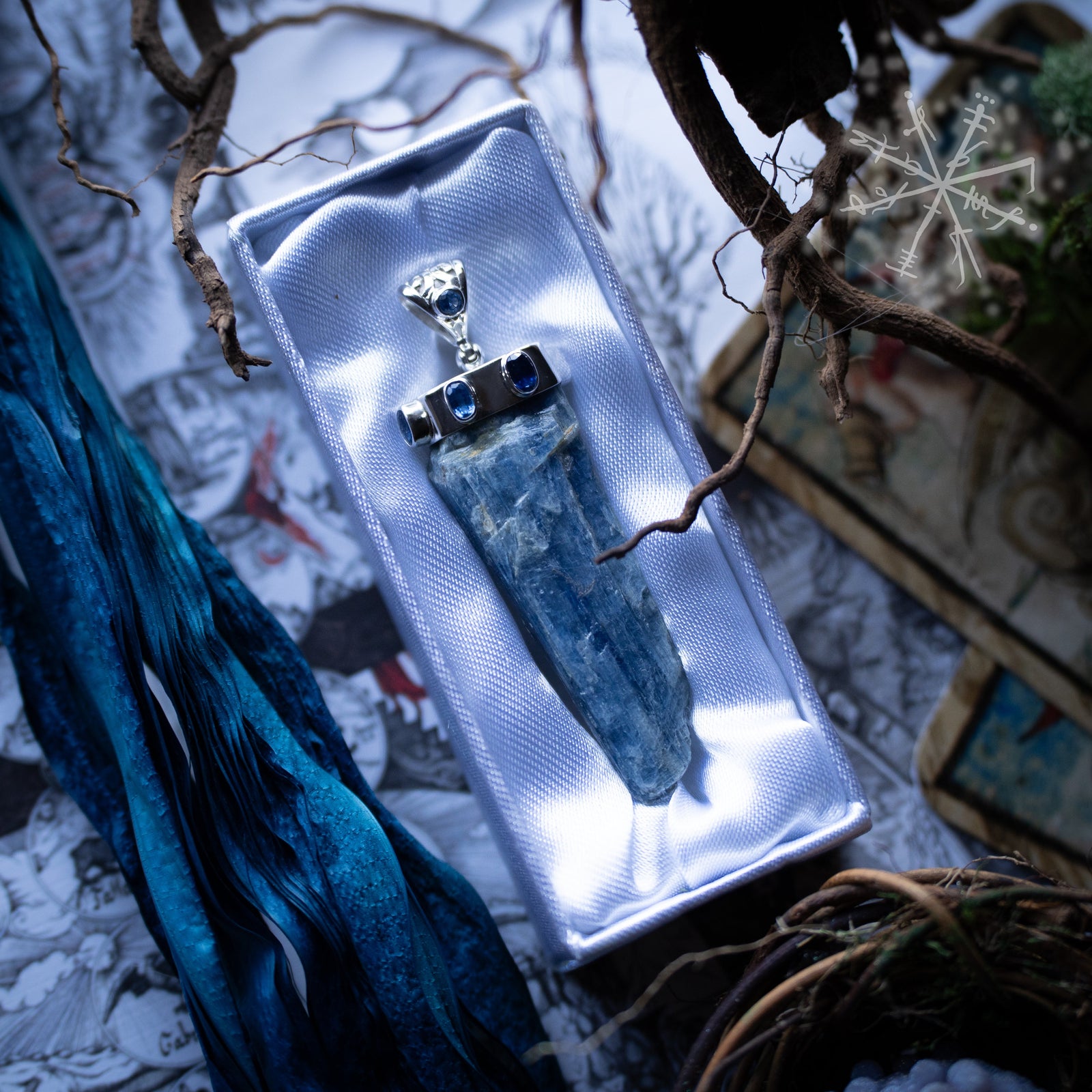 Multi-Blue Kyanite Healers Blade Pendant (.925 Silver)