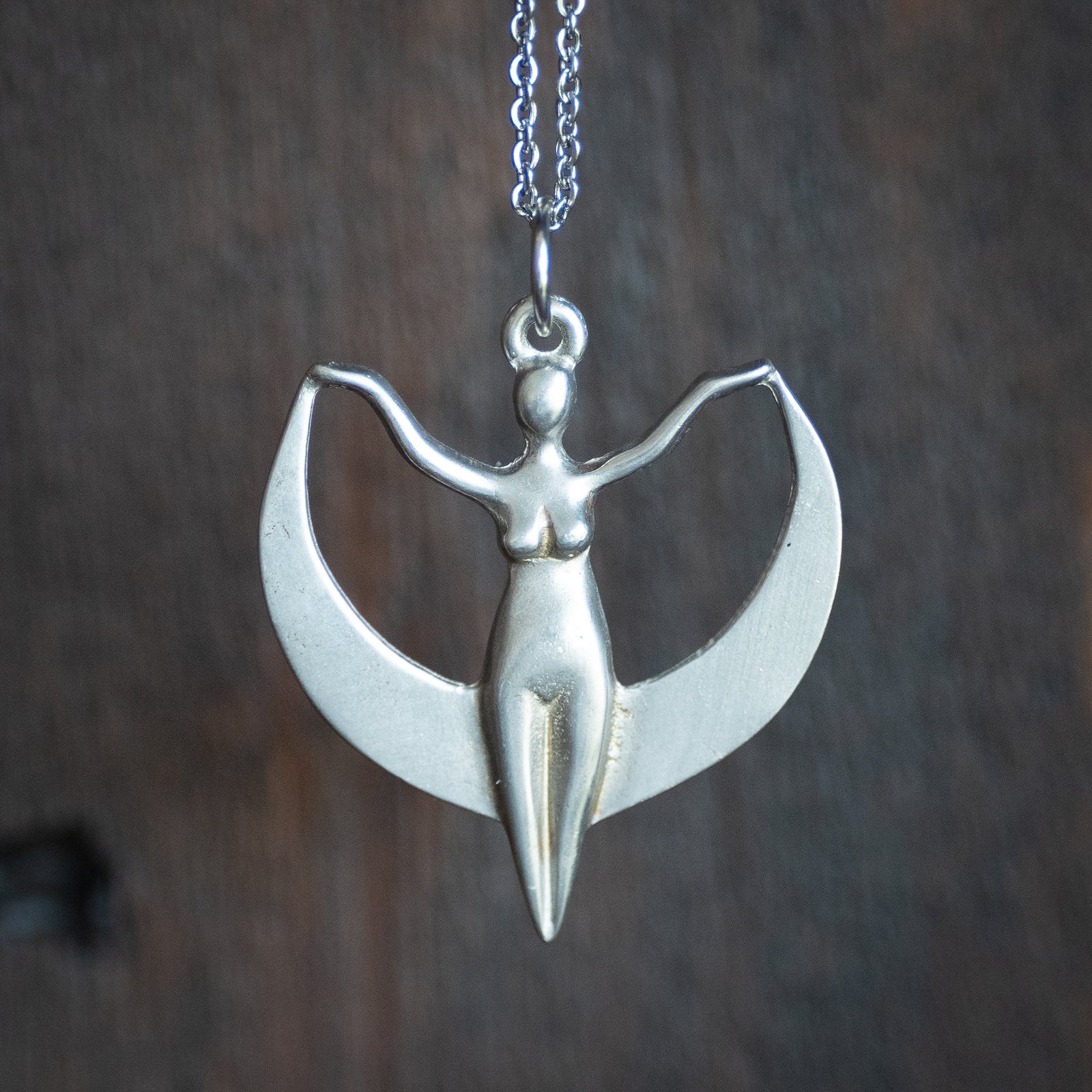 Crescent Moon Goddess Pendant with Necklace