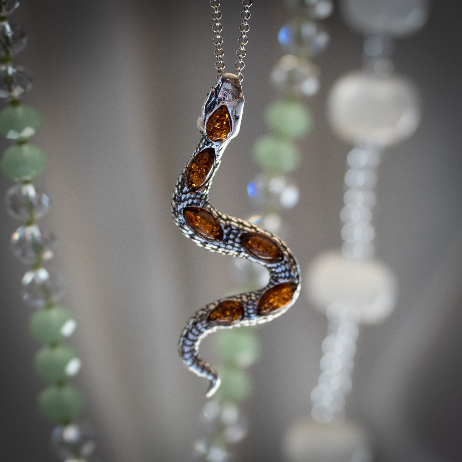 Cognac Amber Serpent Pendant