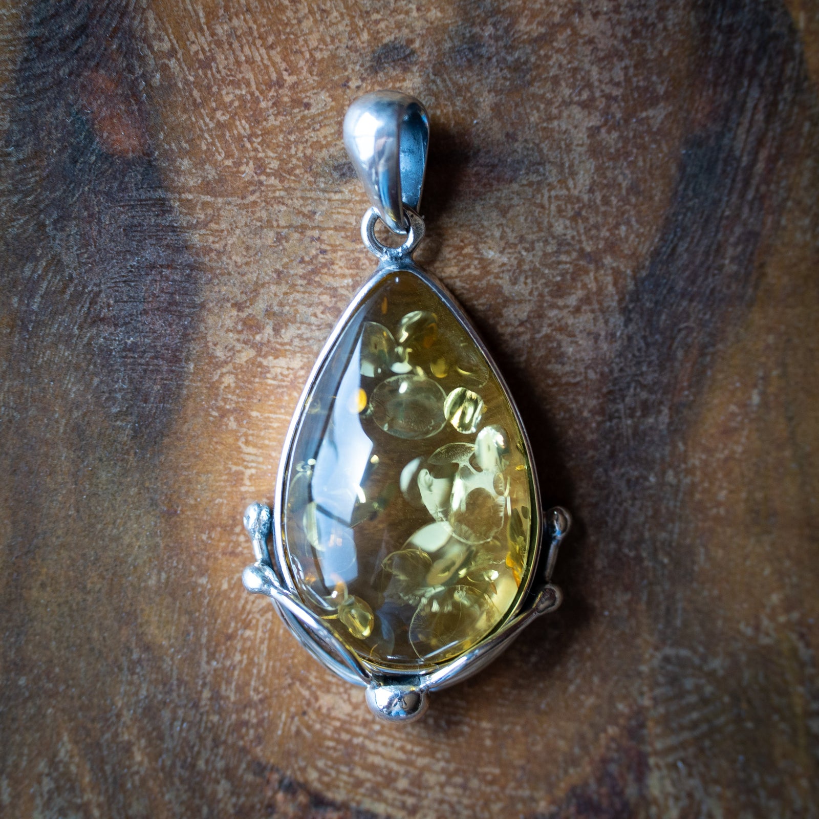 Citrine Amber Pendant (.925 Silver)