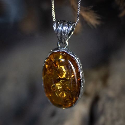 Amber Dragon Egg Pendant