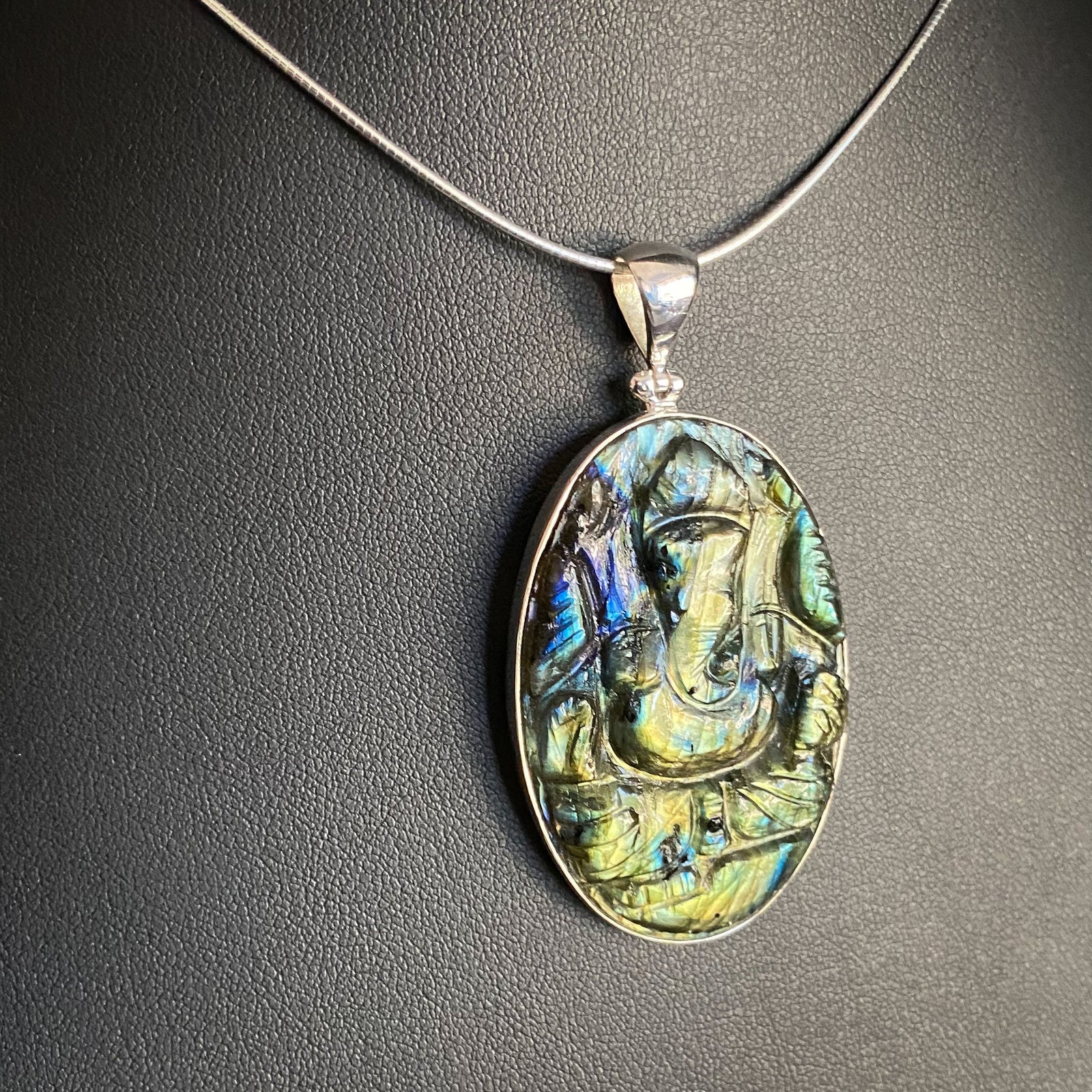 Carved Labradorite Pendant (.925 Silver)