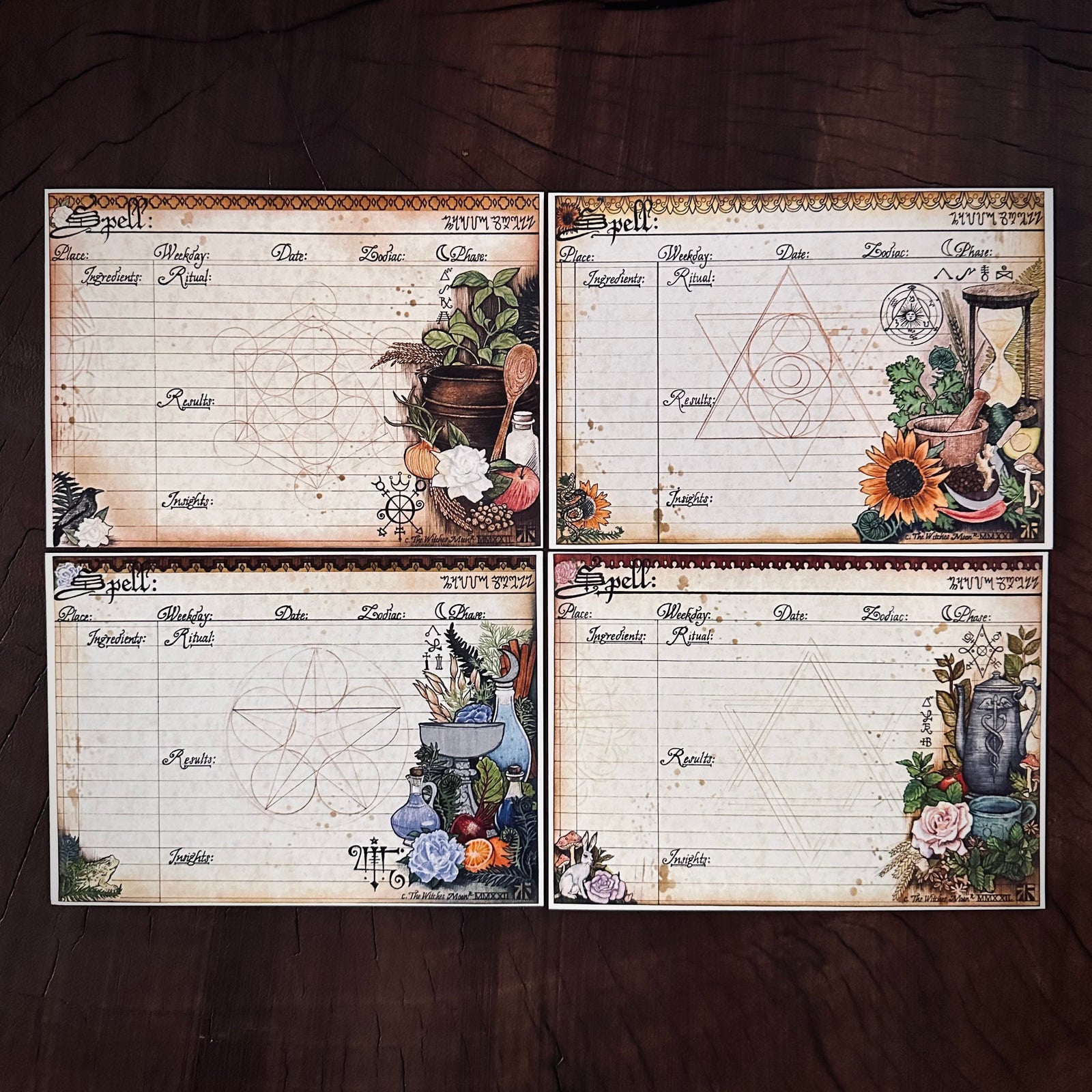 Set of 4 Spell Recipe Cards