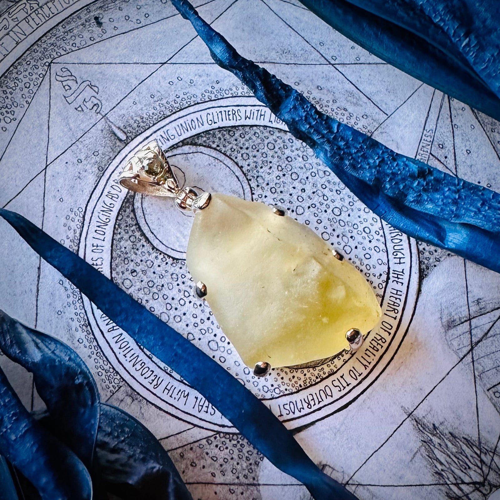 Libyan Desert Tektite & Moldavite Pendant (.925 Silver)