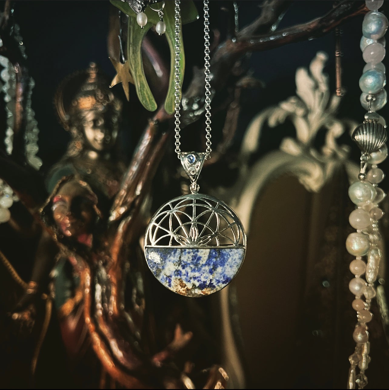 Kyanite & Lapis Lazuli Seed of Life Pendant
